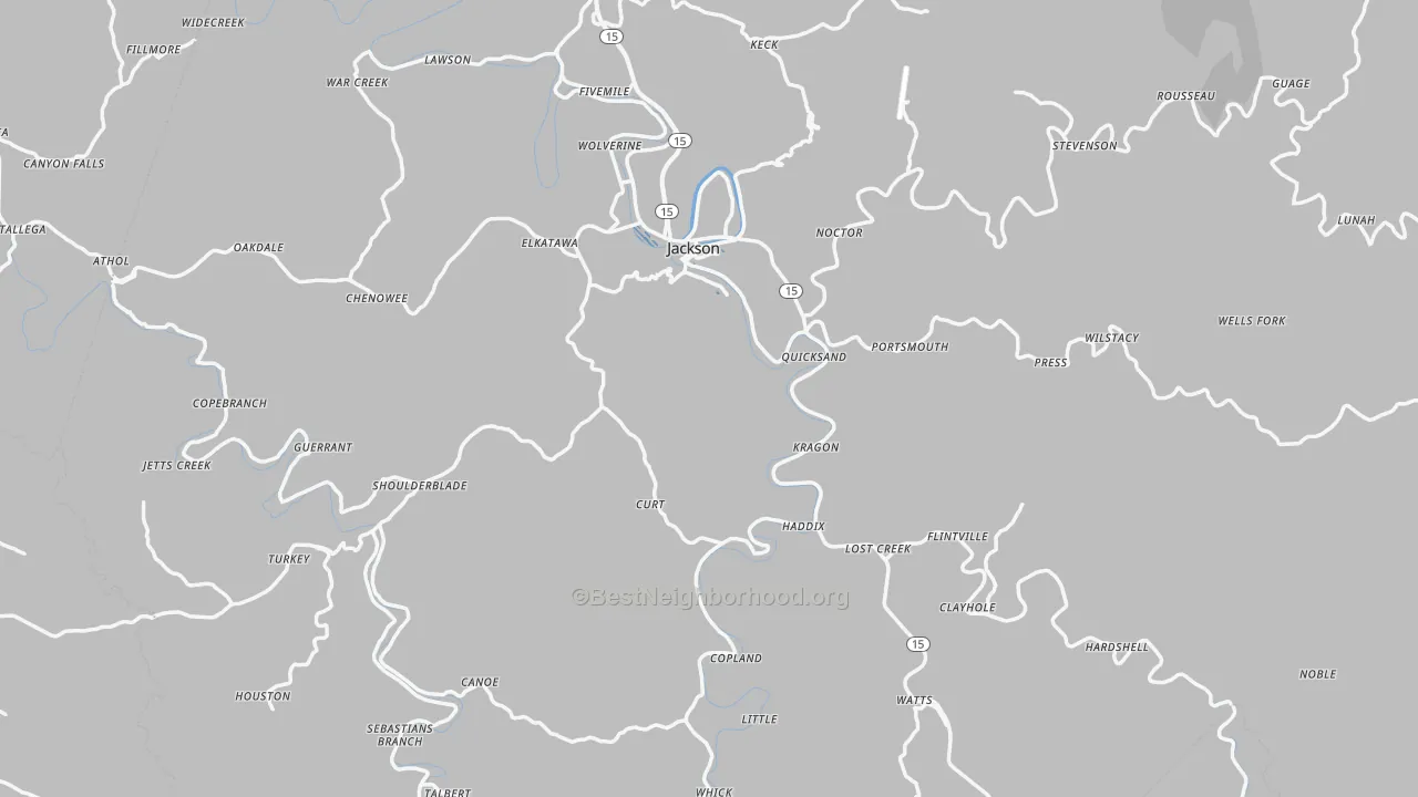 Transit Grade map of Breathitt County, KY