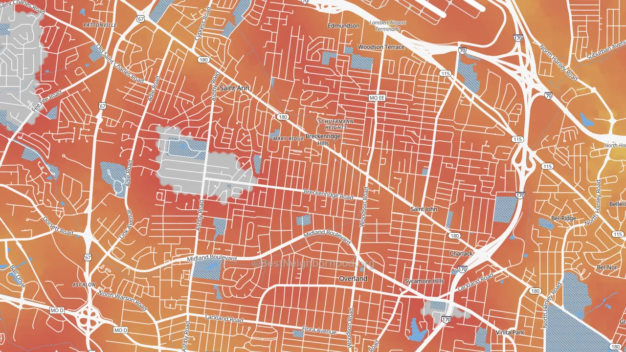 Transit Grade map of Breckenridge Hills, MO