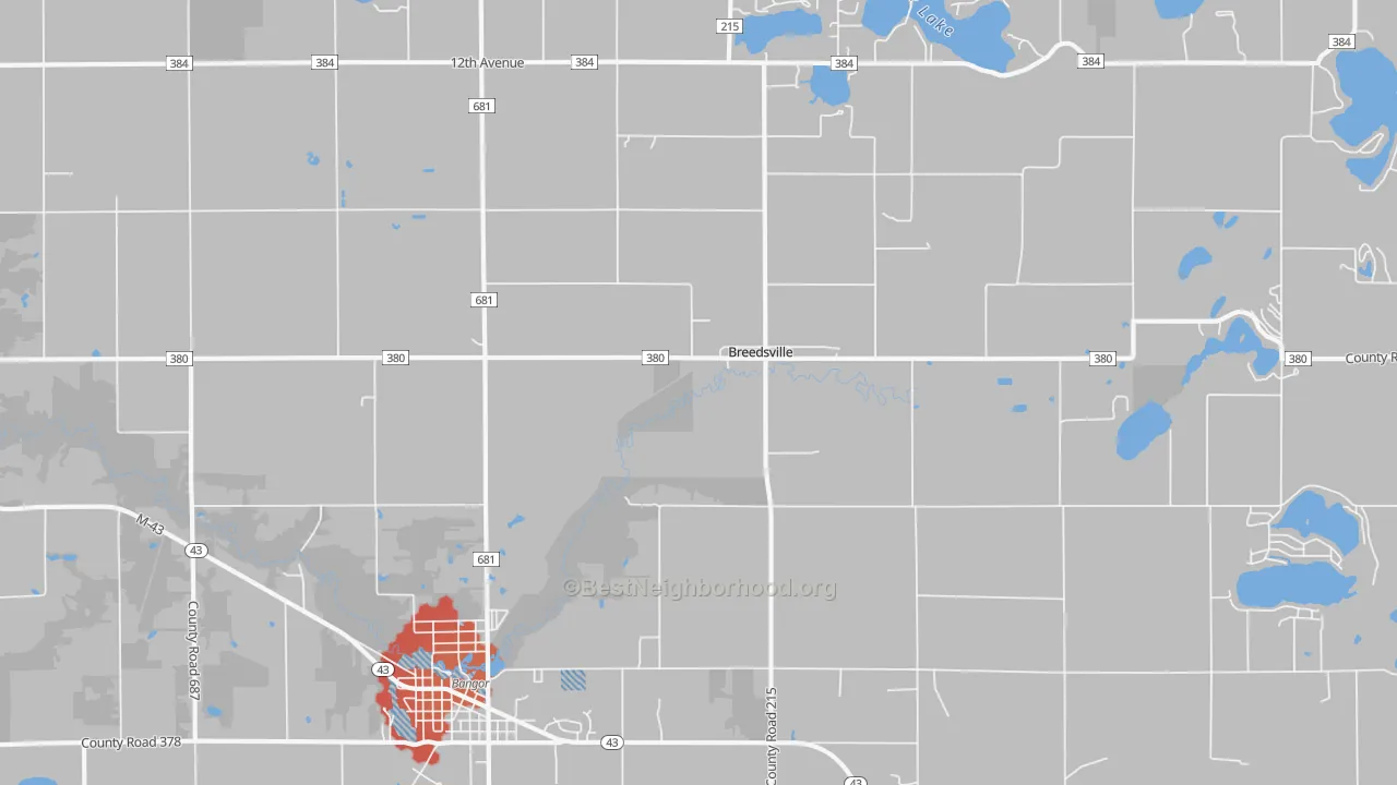 Transit Grade map of Breedsville, MI