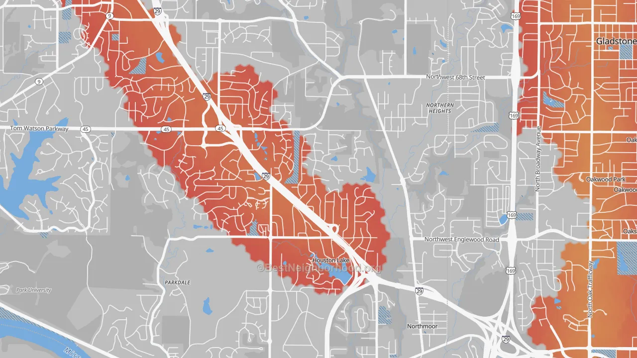 Transit Grade map of Breen Hills, Kansas City, MO