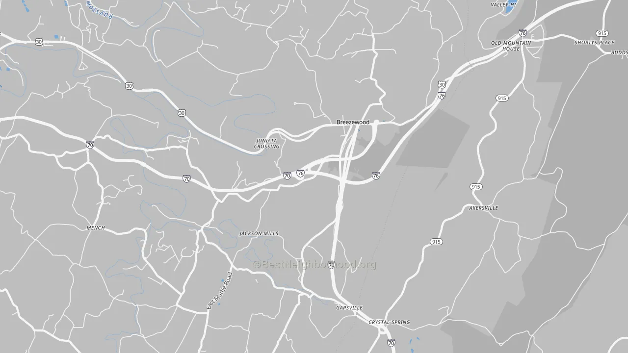 Transit Grade map of Breezewood, PA