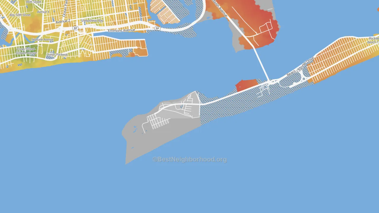 Transit Grade map of Breezy Point, Queens, NY