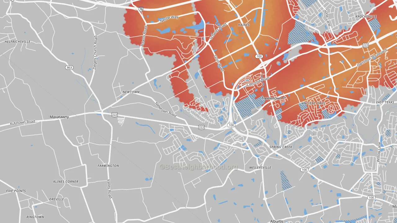 Transit Grade map of Breinigsville, PA