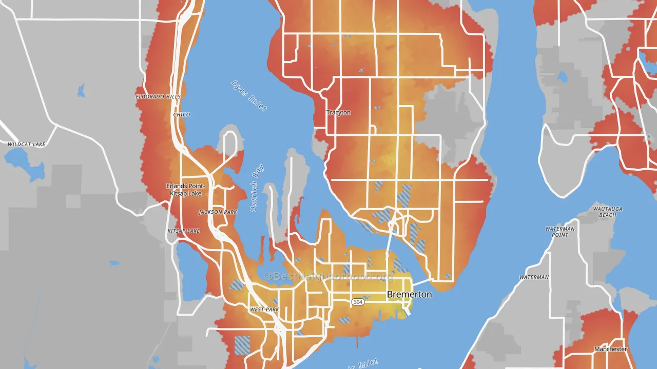 Transit Grade map of Bremerton, WA