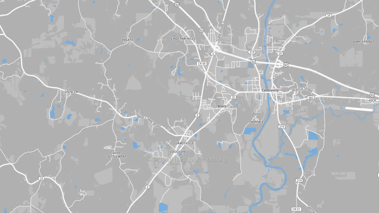 Transit Grade map of Brent, AL