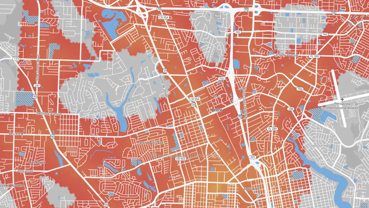 Transit Grade map of Brent, FL