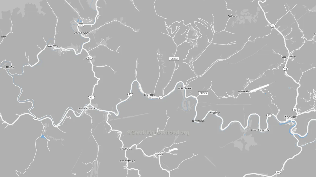 Transit Grade map of Brenton, WV