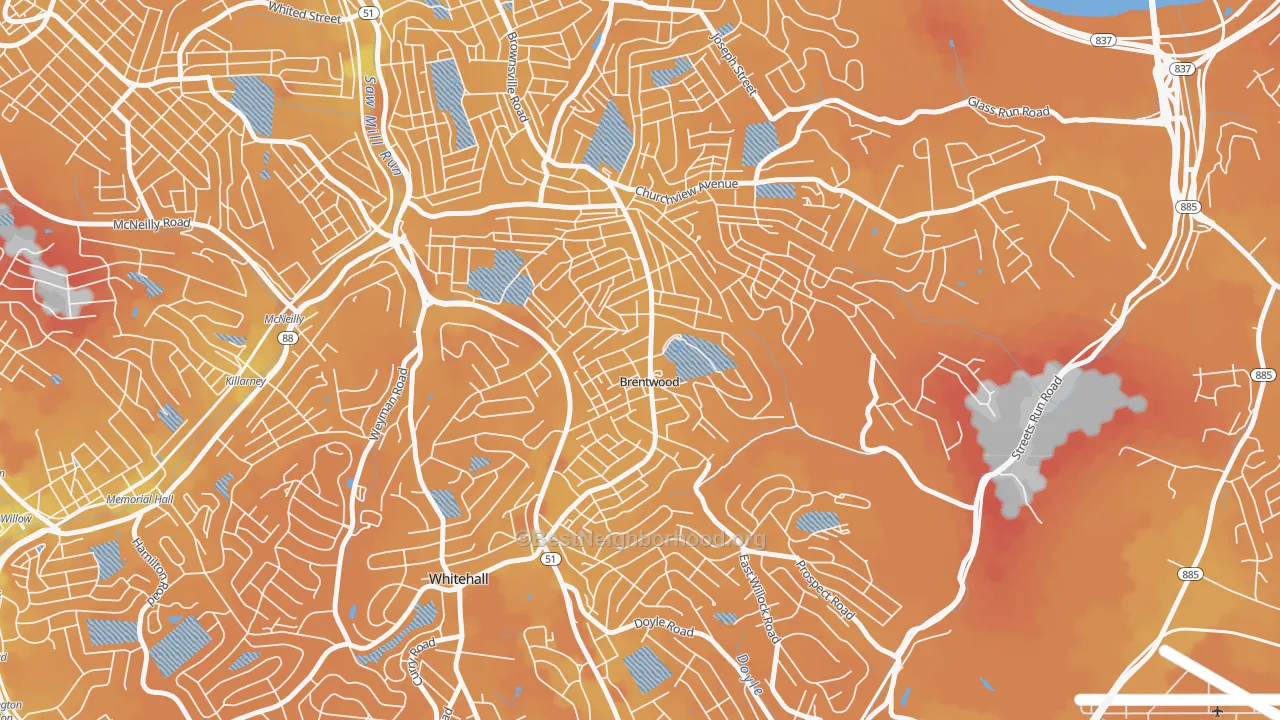 Transit Grade map of Brentwood, PA