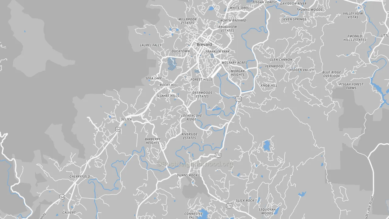 Transit Grade map of Brevard, NC
