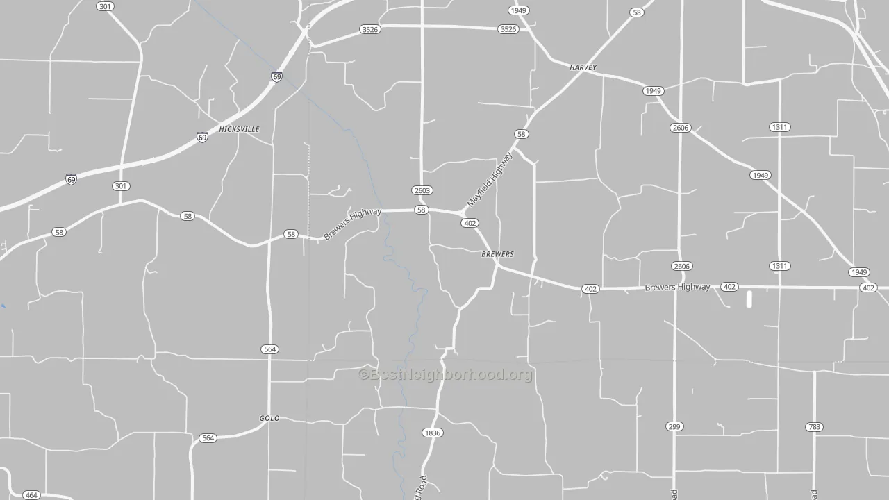 Transit Grade map of Brewers, KY
