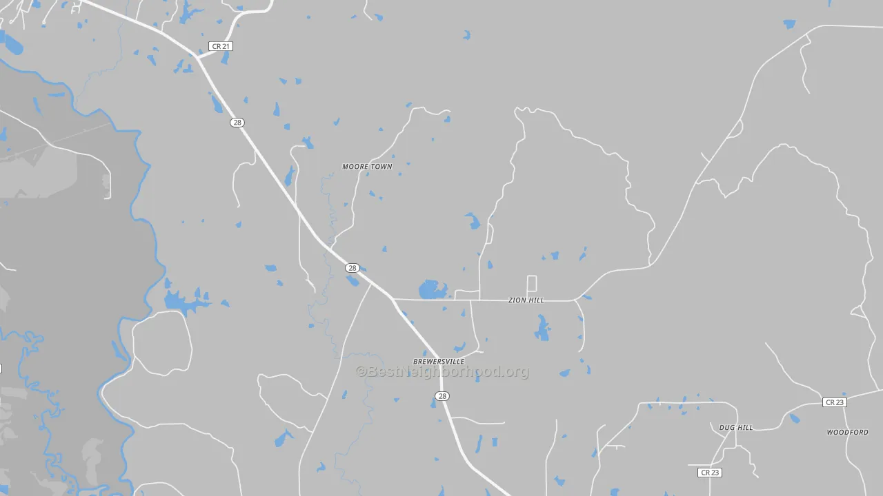 Transit Grade map of Brewersville, AL
