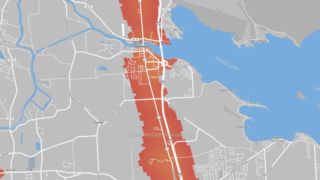 Transit Grade map of Brewerton, NY