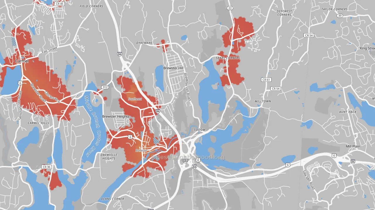 Transit Grade map of Brewster, NY