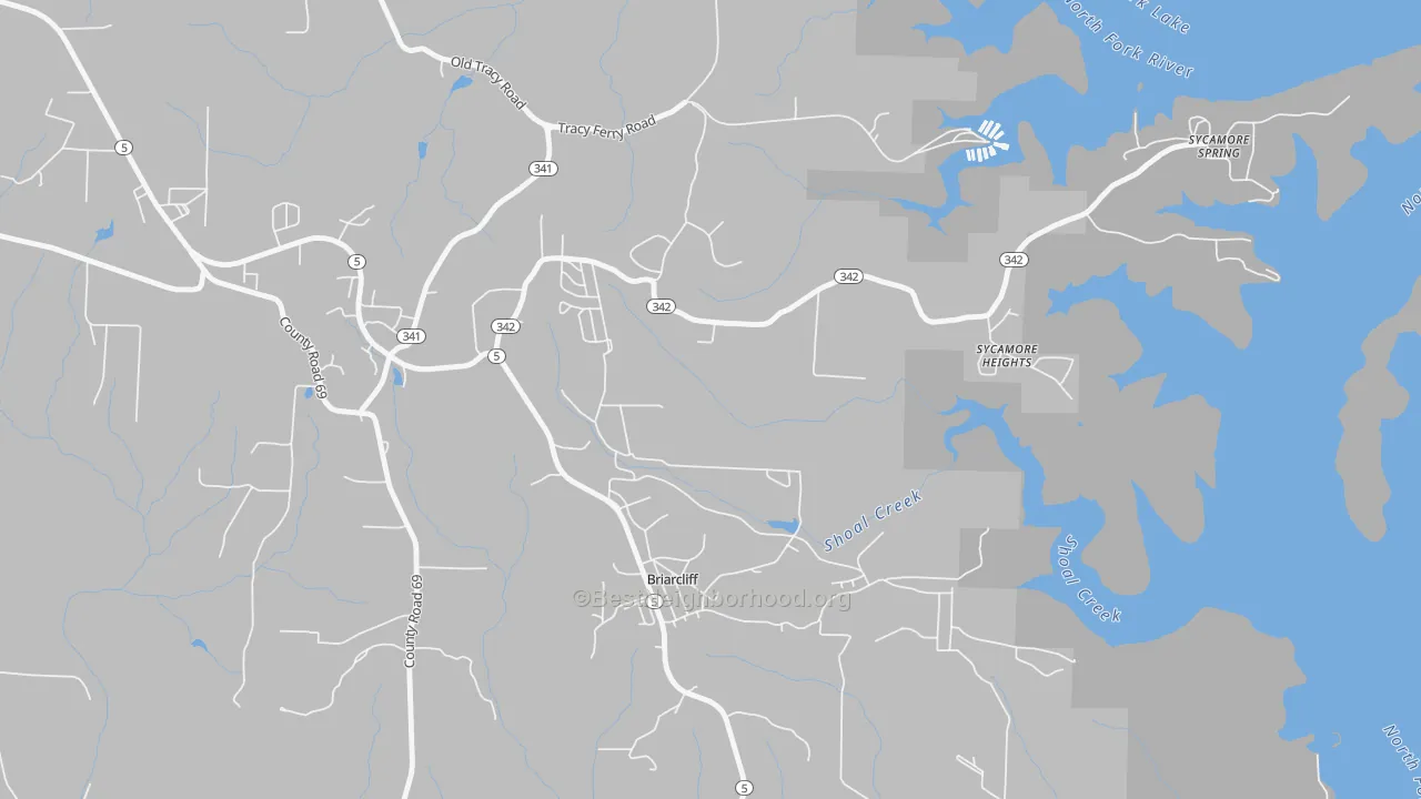 Transit Grade map of Briarcliff, AR