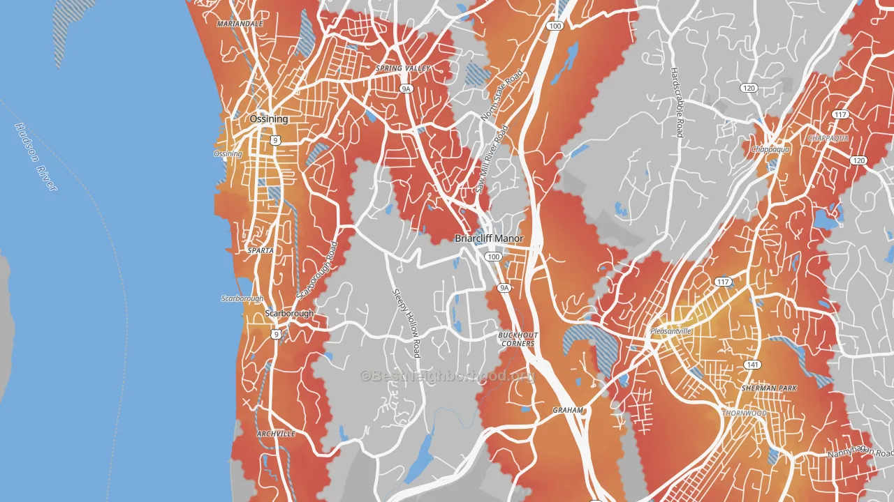 Transit Grade map of Briarcliff Manor, NY