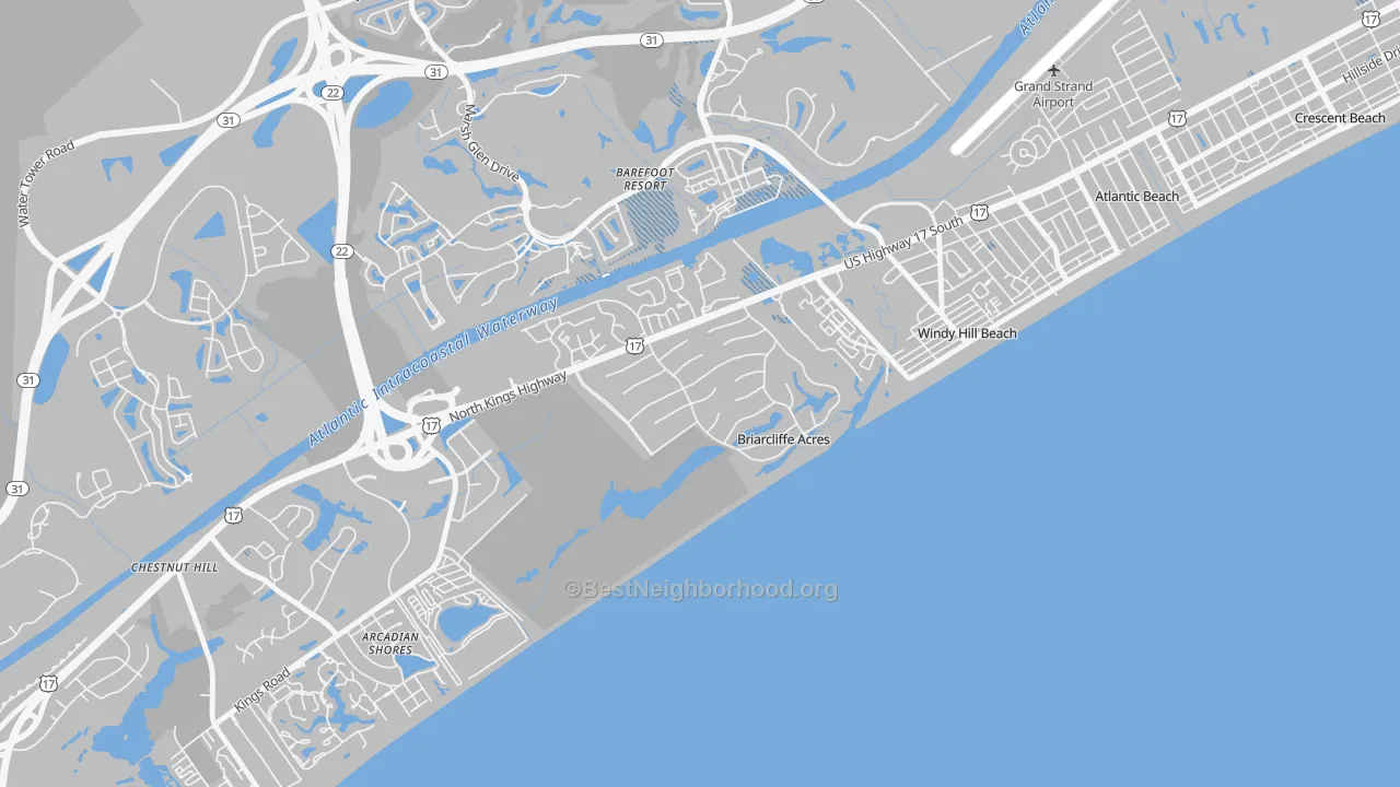 Transit Grade map of Briarcliffe Acres, SC