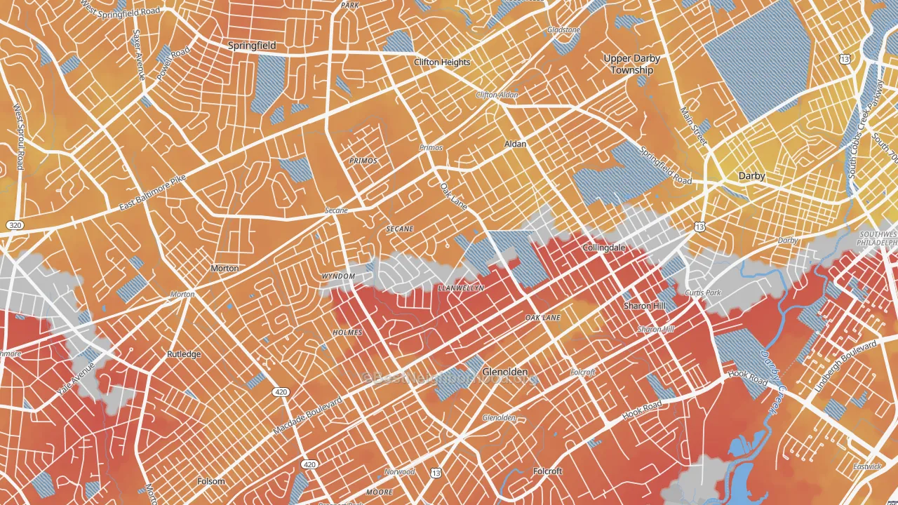 Transit Grade map of Briarcliffe, Glenolden, PA