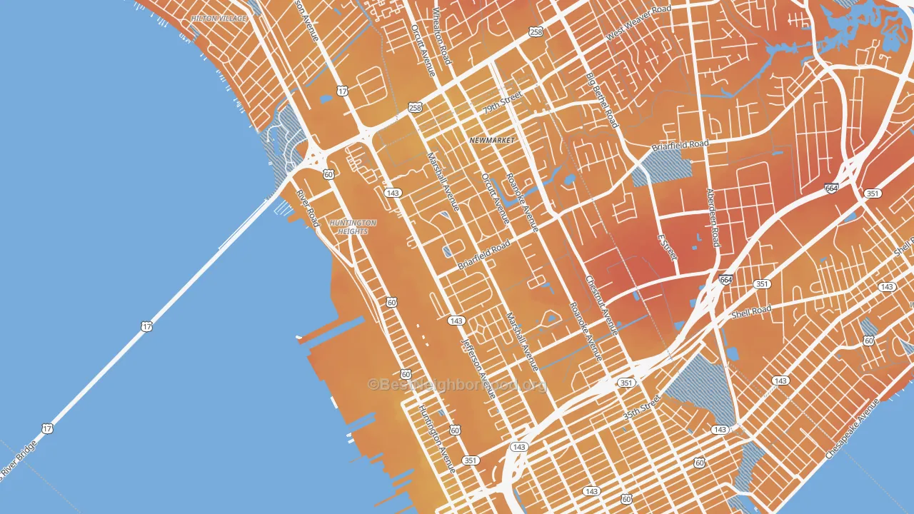 Transit Grade map of Briarfield, Newport News, VA