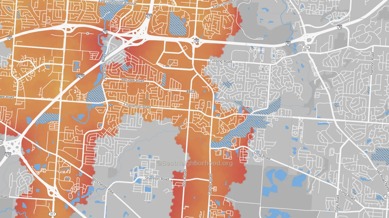 Transit Grade map of Brice, OH
