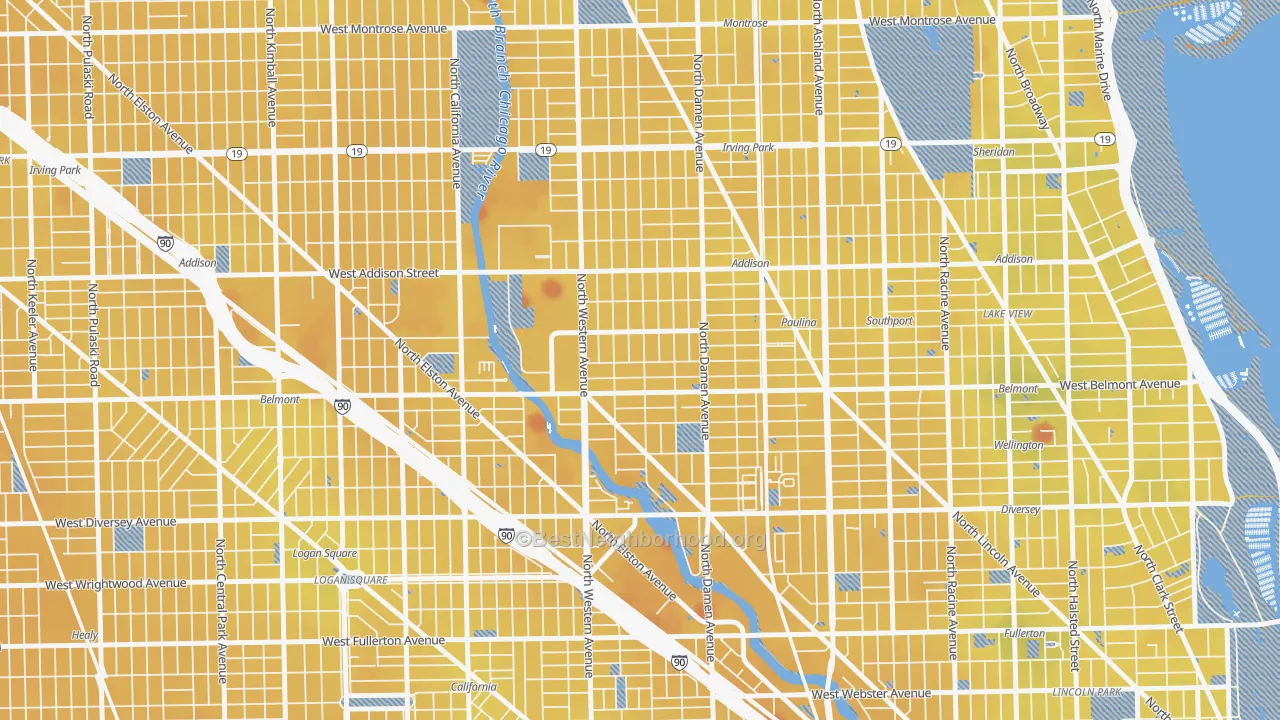 Transit Grade map of Bricktown, Chicago, IL