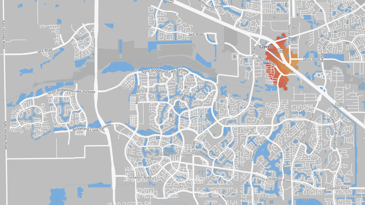 Transit Grade map of Bridgeland, Cypress, TX