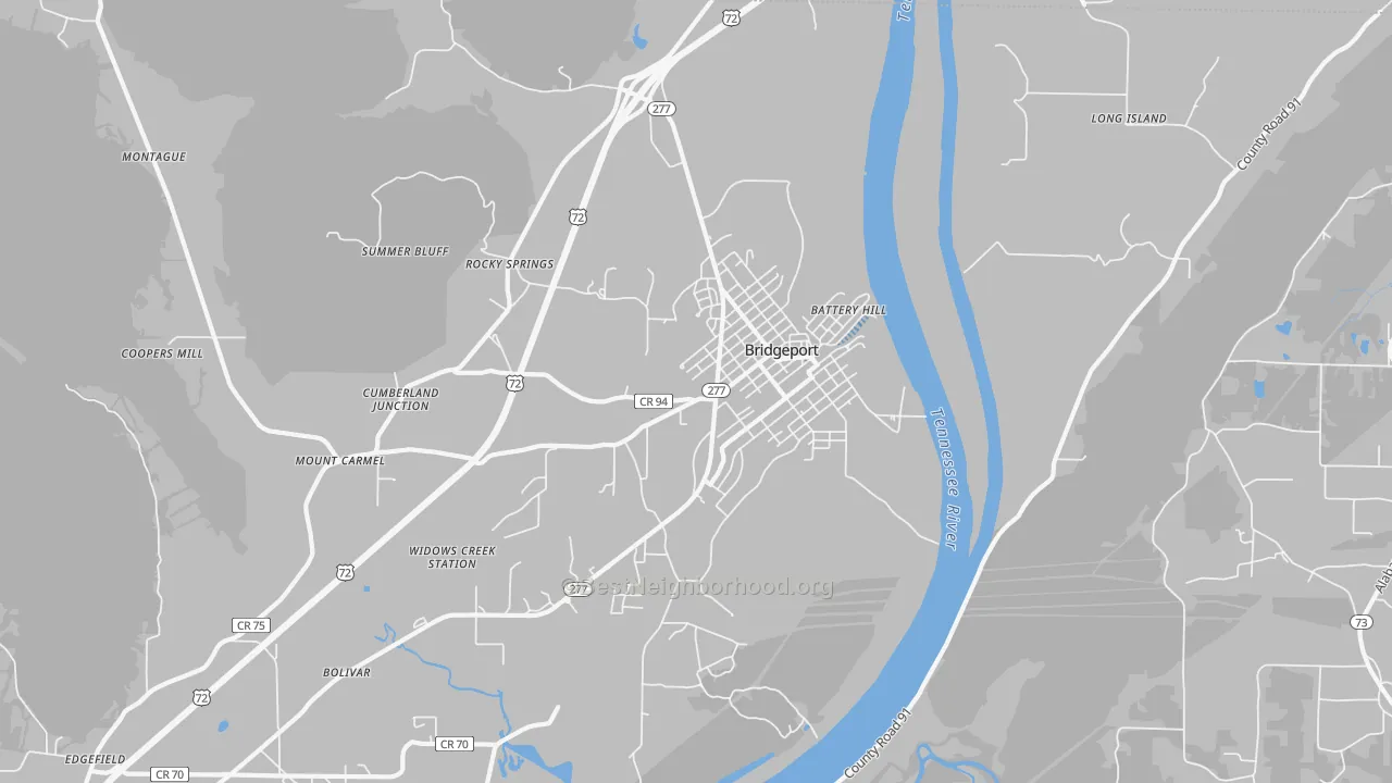 Transit Grade map of Bridgeport, AL