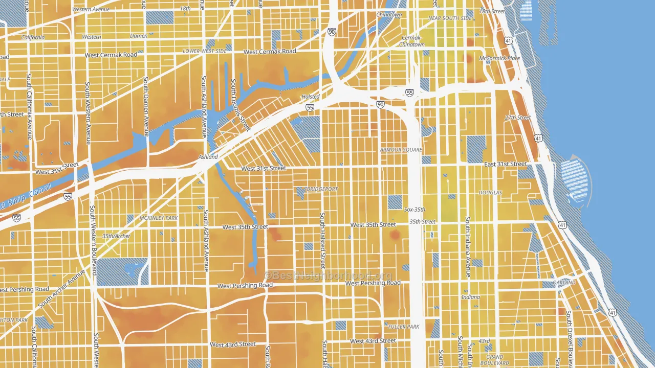 Transit Grade map of Bridgeport, Chicago, IL