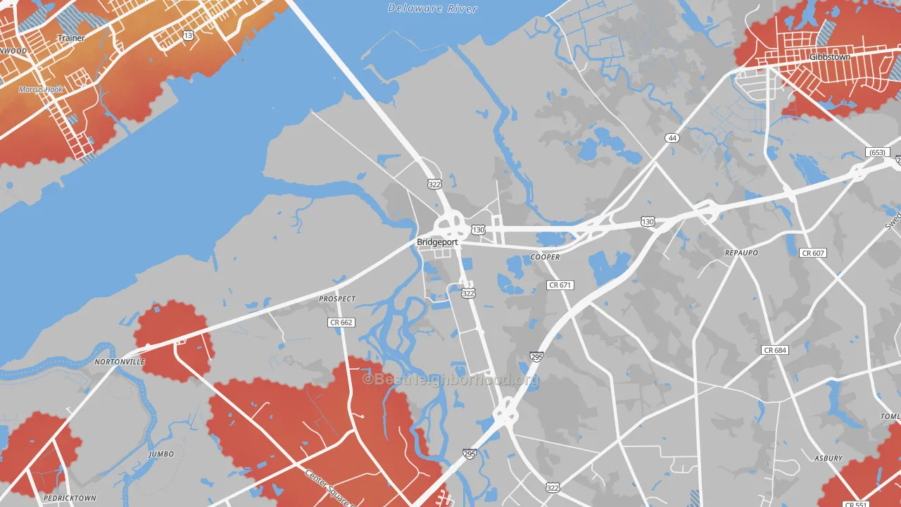Transit Grade map of Bridgeport, NJ