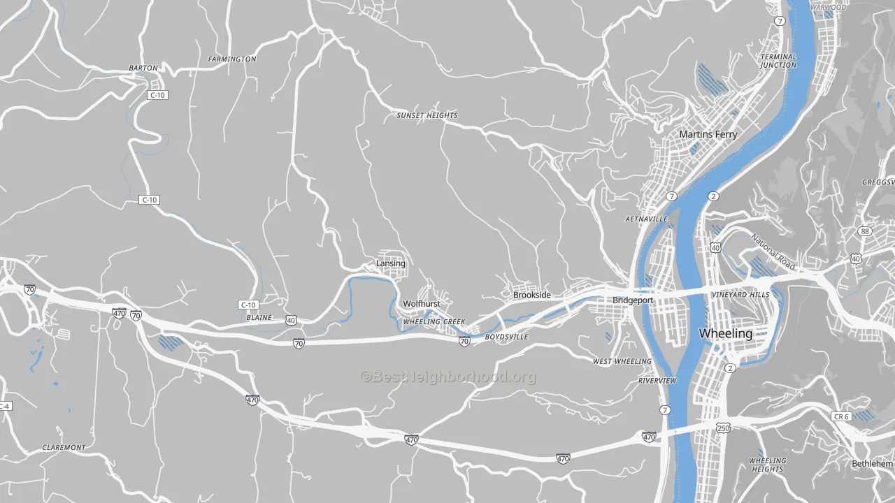 Transit Grade map of Bridgeport, OH
