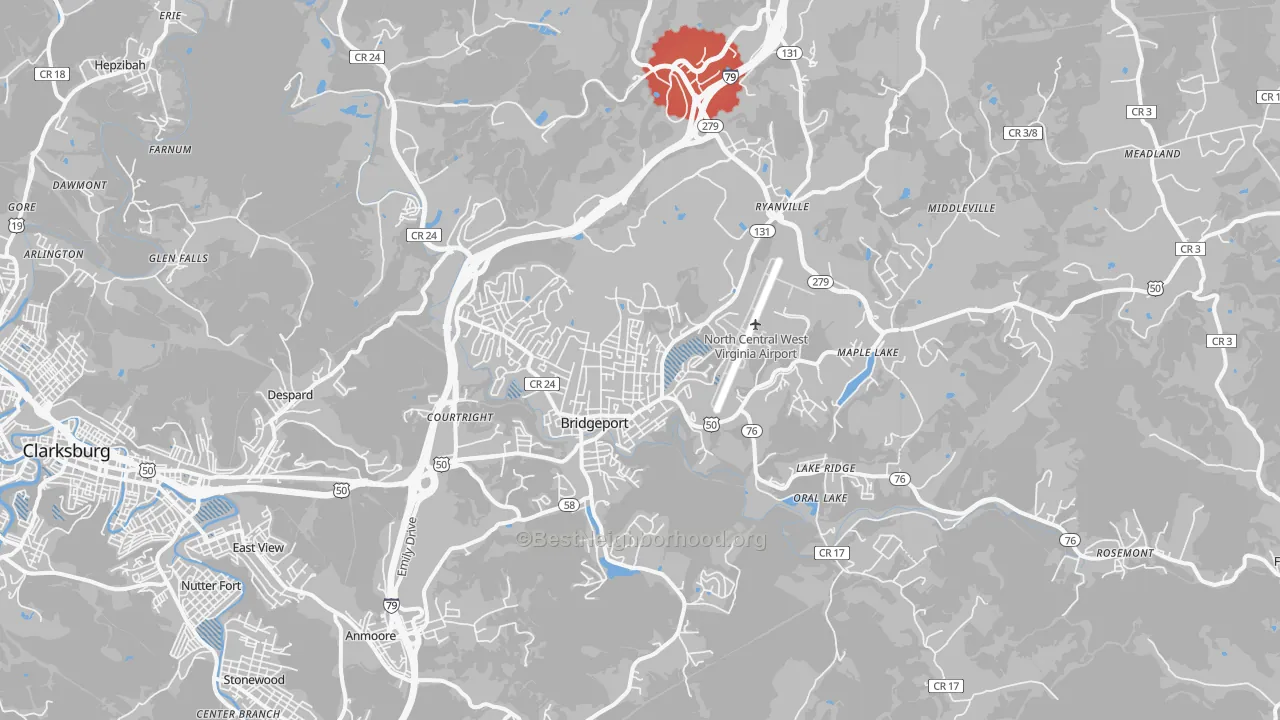 Transit Grade map of Bridgeport, WV