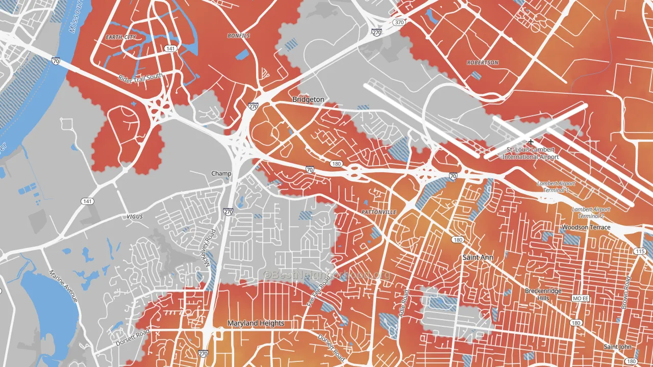 Transit Grade map of Bridgeton, MO