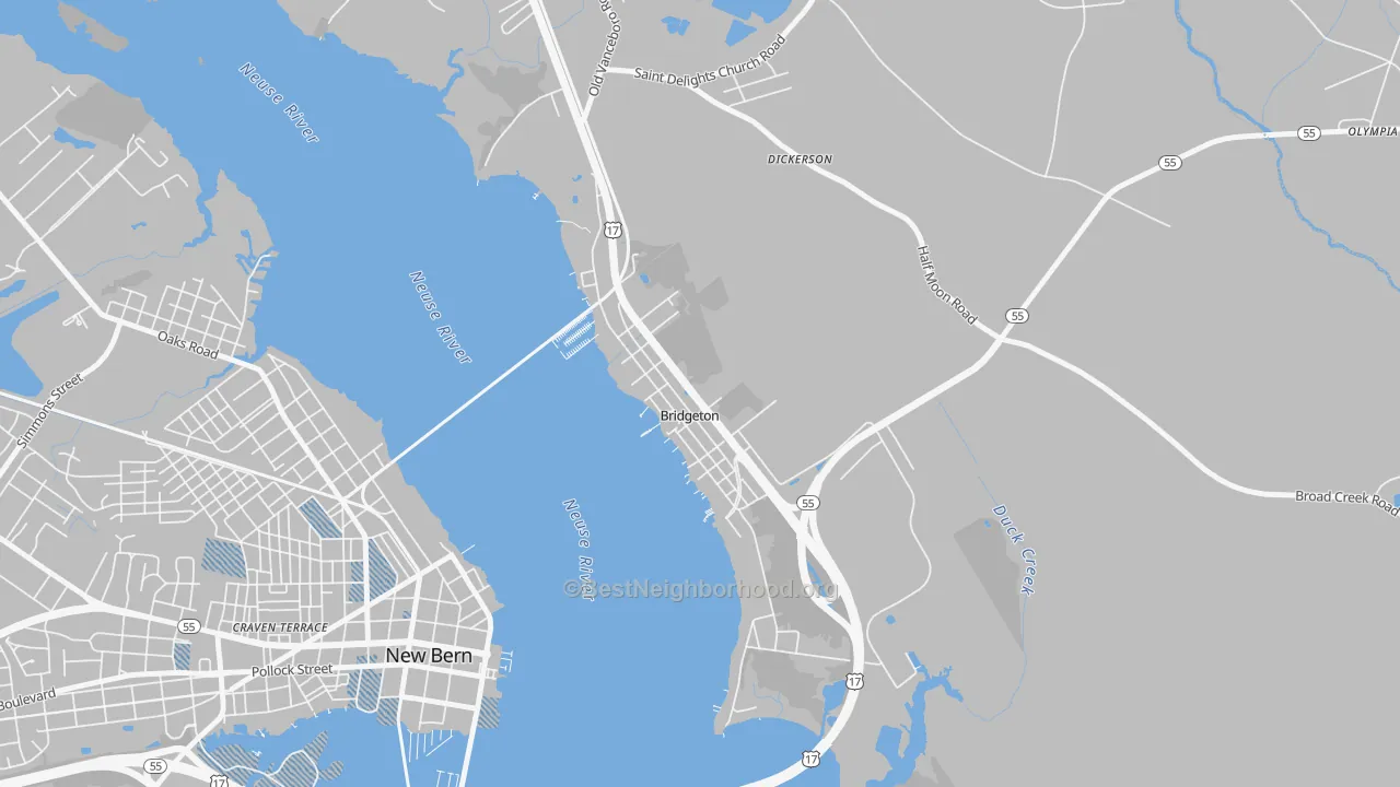 Transit Grade map of Bridgeton, NC