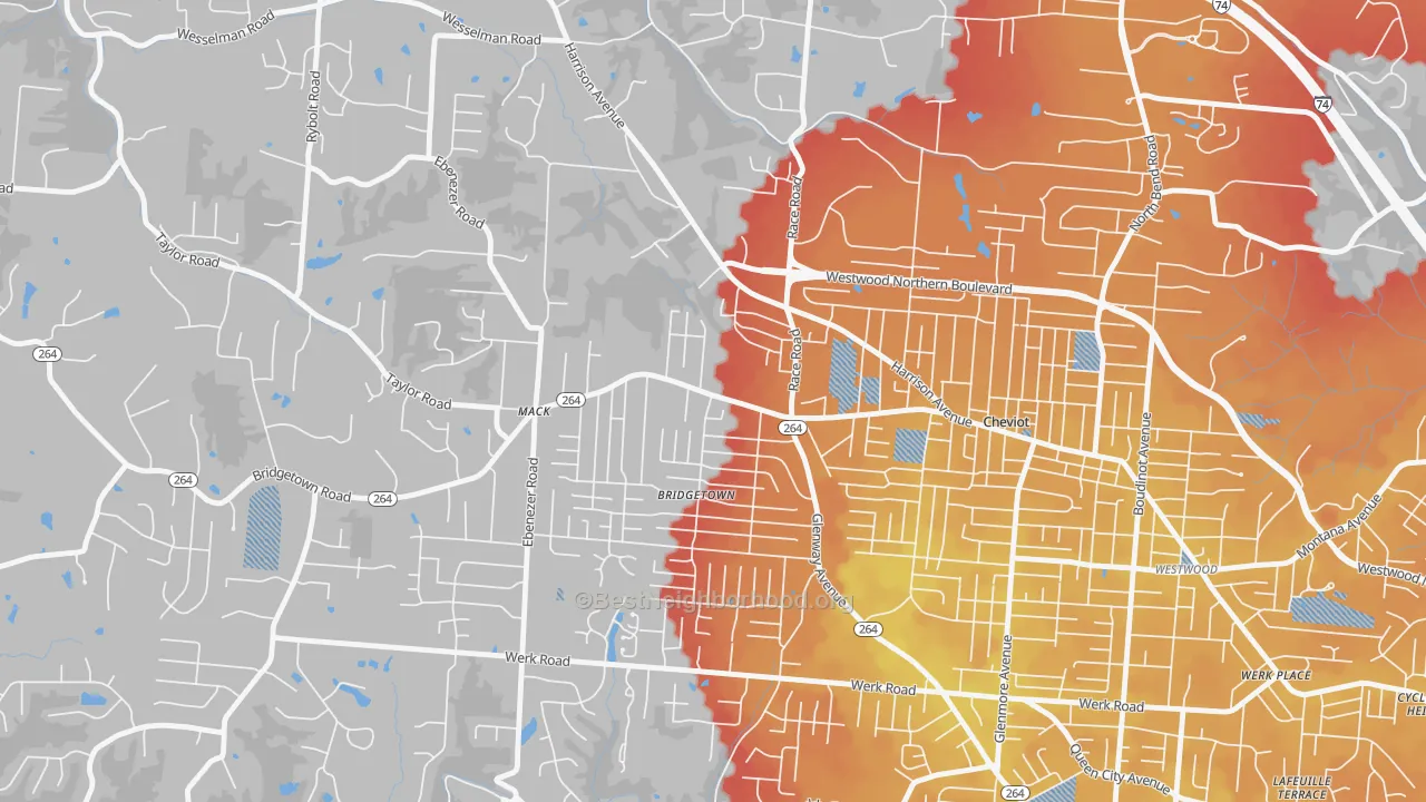 Transit Grade map of Bridgetown North, Cincinnati, OH