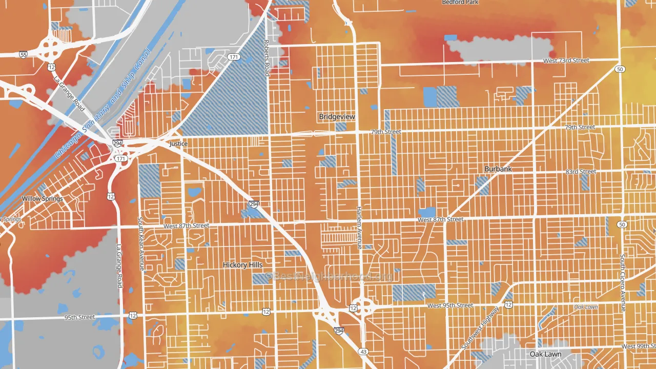 Transit Grade map of Bridgeview, IL
