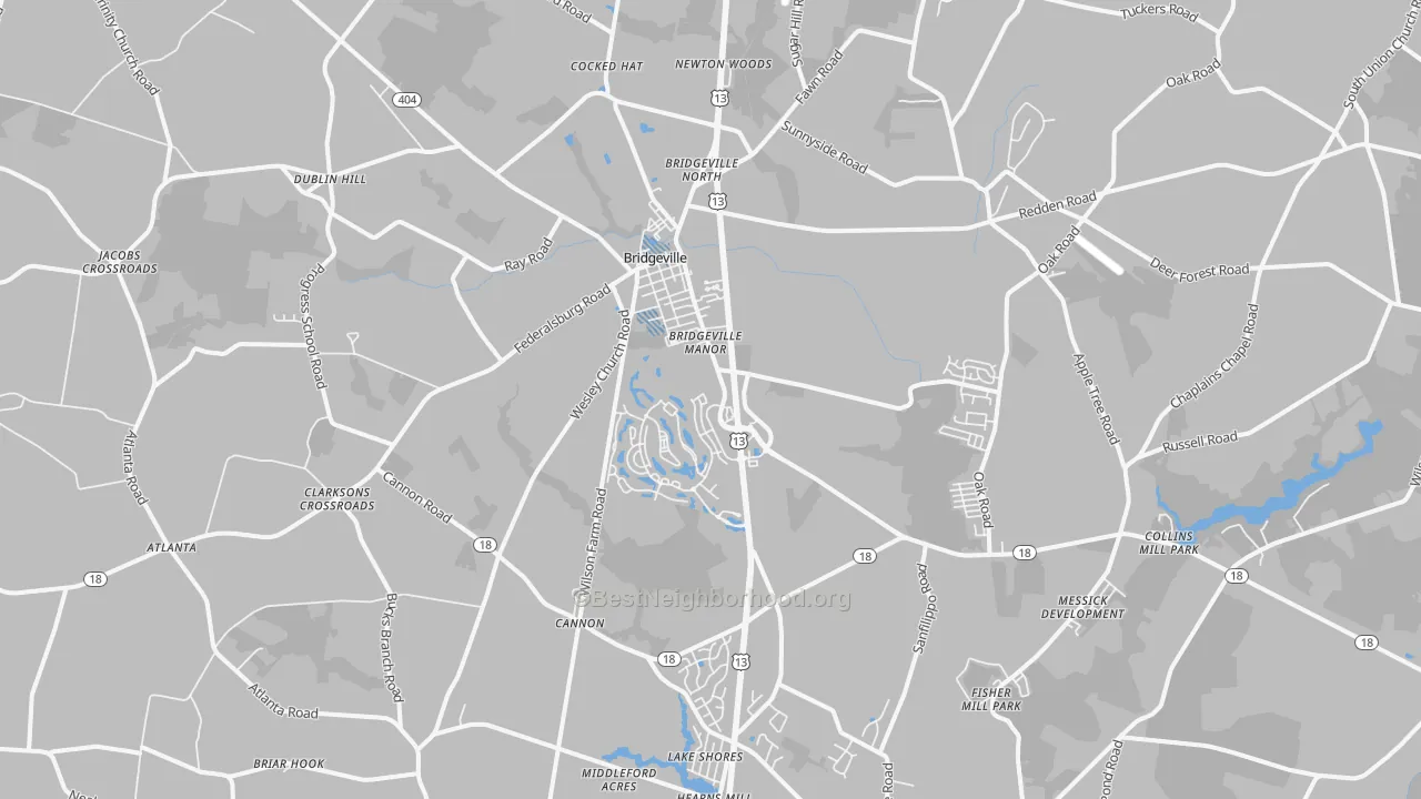 Transit Grade map of Bridgeville, DE