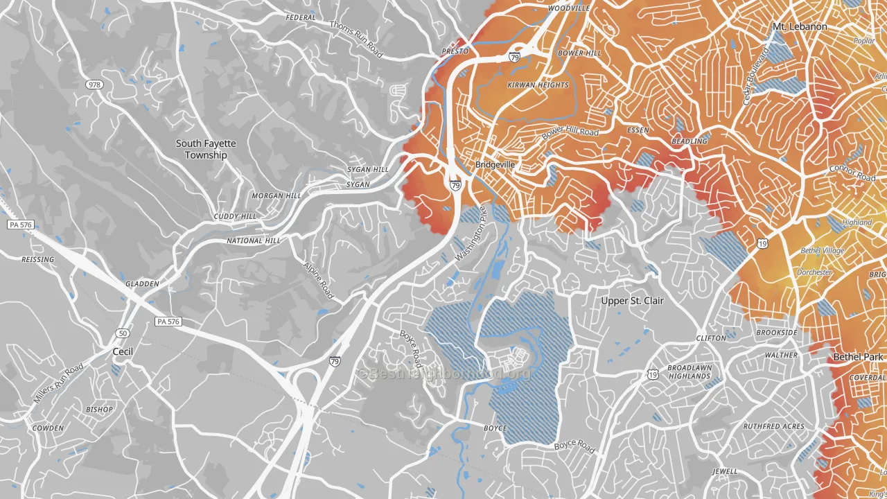 Transit Grade map of Bridgeville, PA