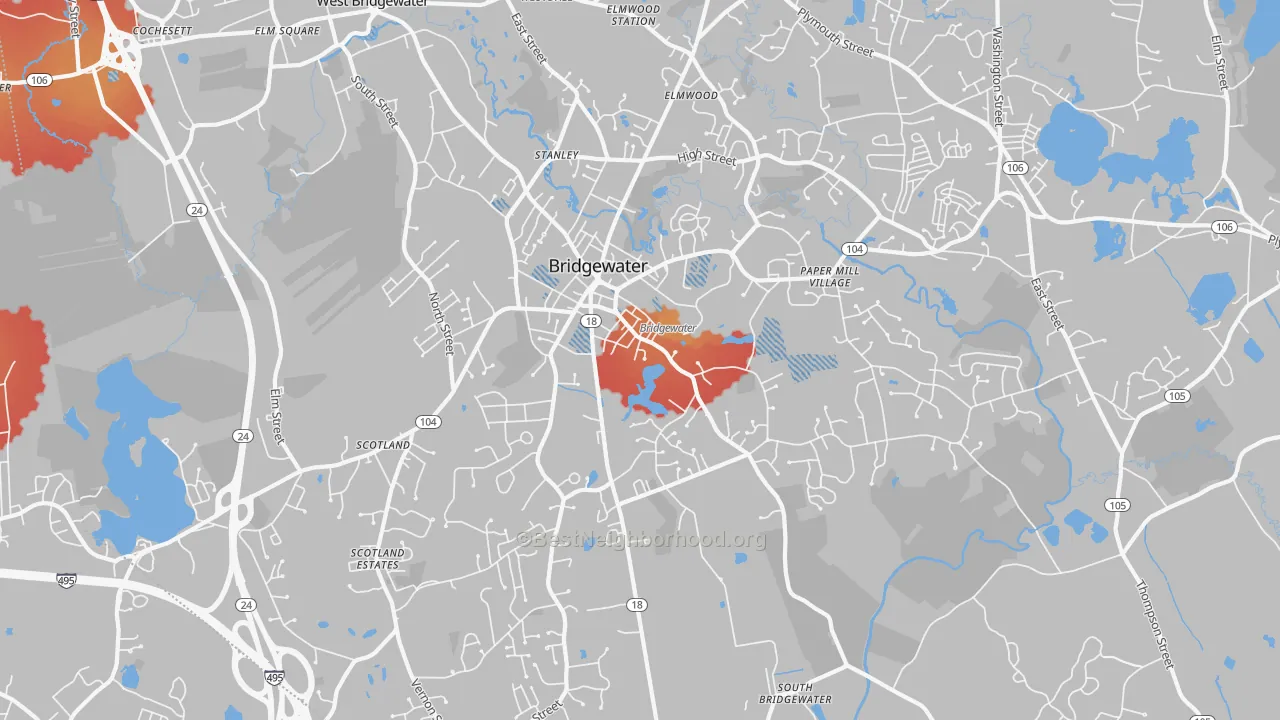 Transit Grade map of Bridgewater, MA