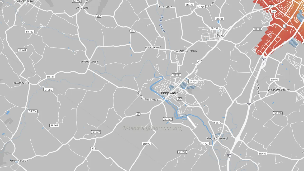 Transit Grade map of Bridgewater, VA
