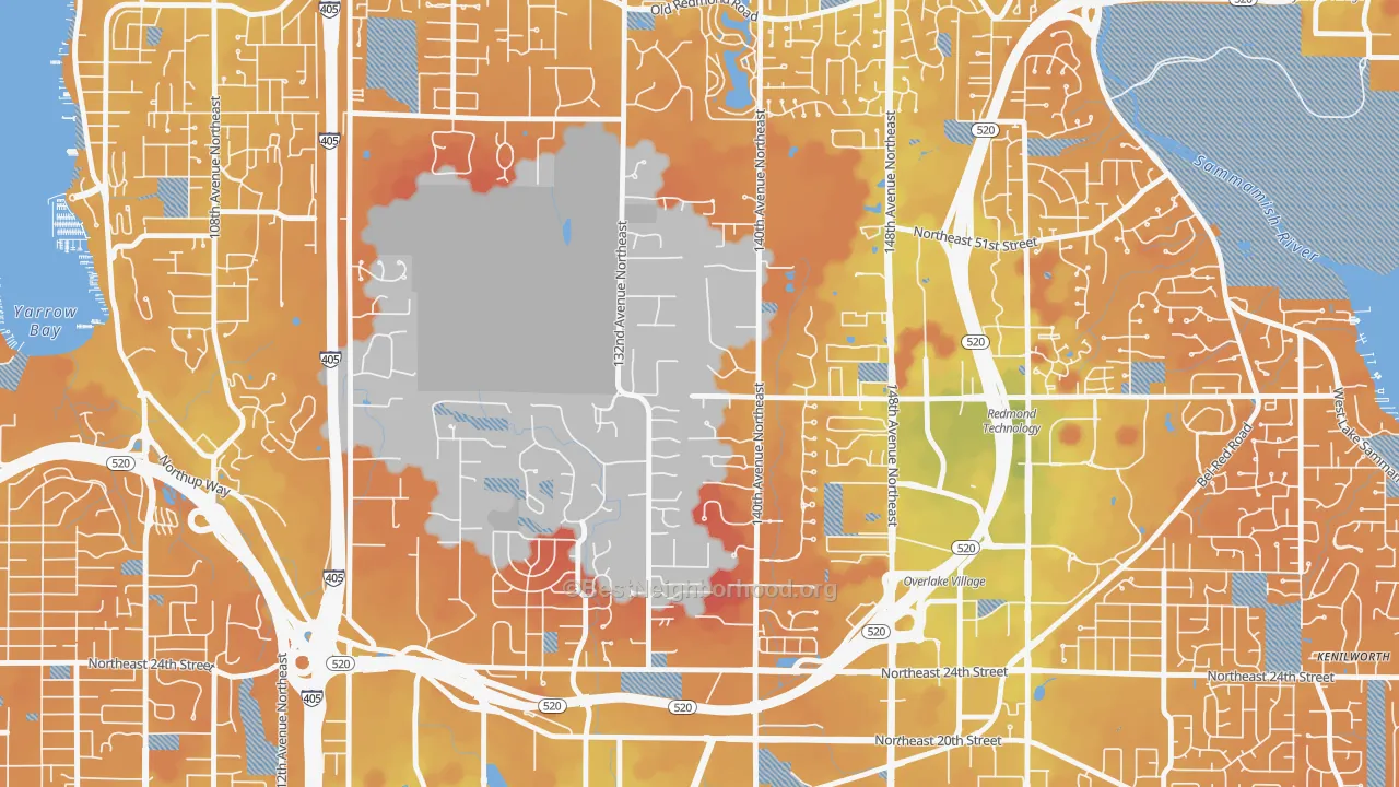 Transit Grade map of Bridle Trails, Bellevue, WA