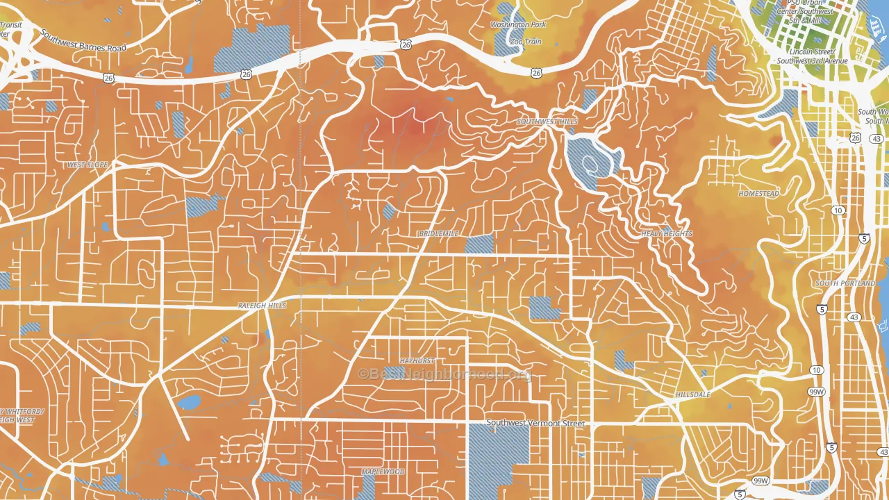 Transit Grade map of Bridlemile, Portland, OR
