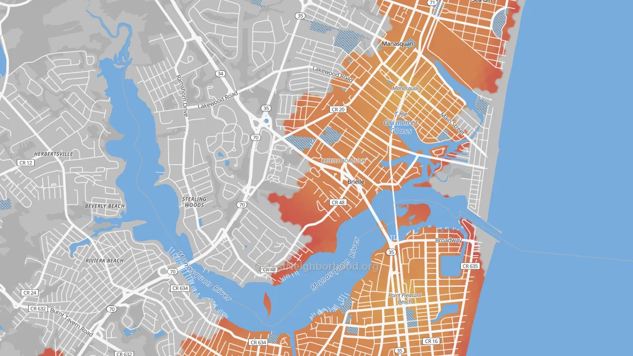 Transit Grade map of Brielle, NJ