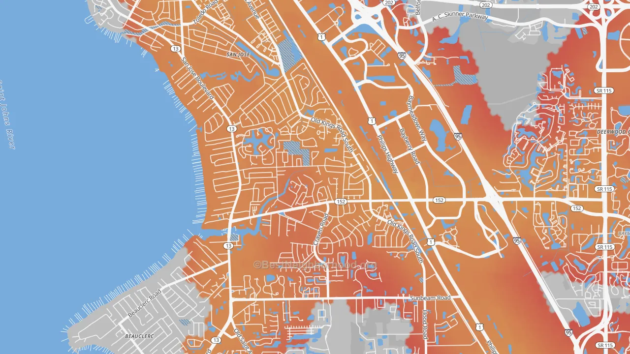 Transit Grade map of Brierwood, Jacksonville, FL