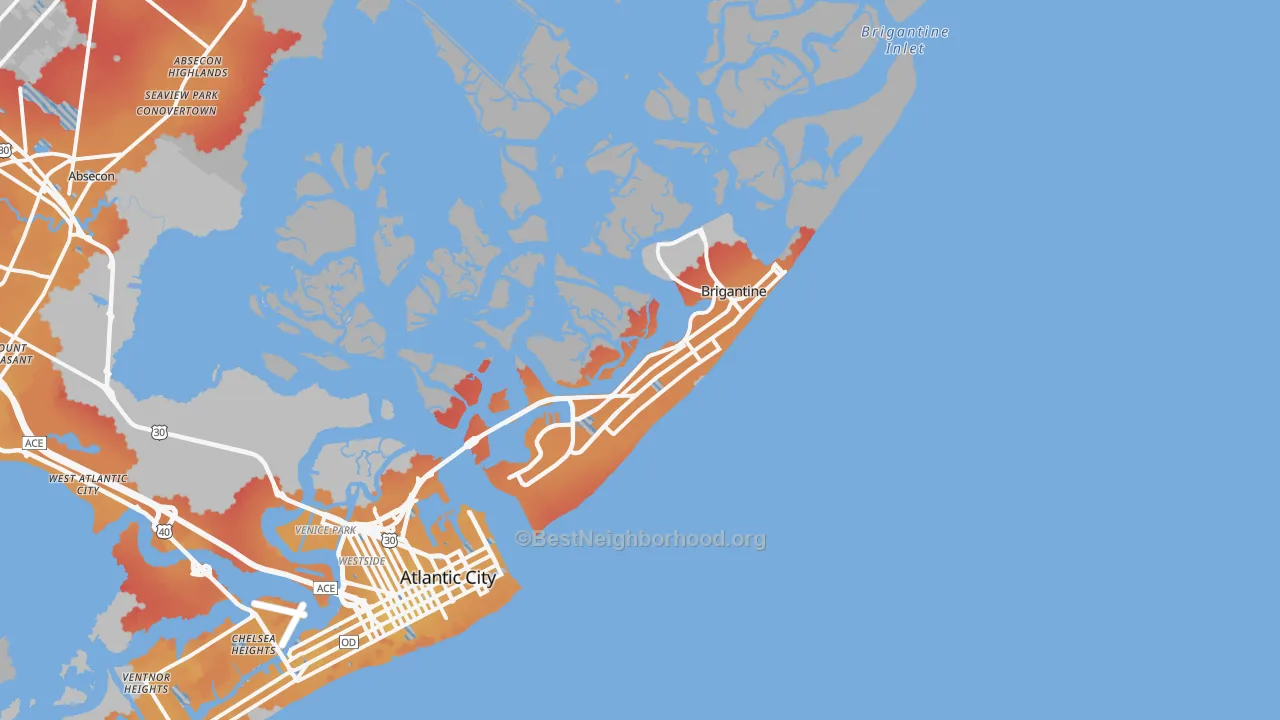 Transit Grade map of Brigantine, NJ