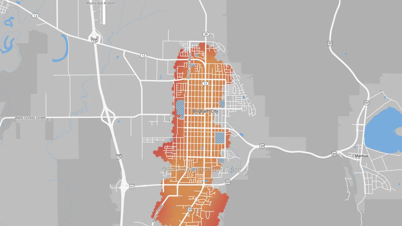 Transit Grade map of Brigham City, UT