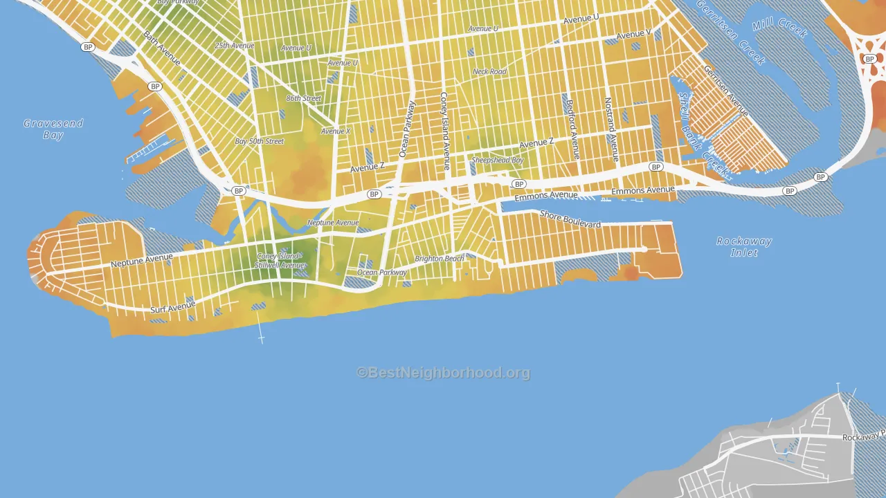 Transit Grade map of Brighton Beach, Brooklyn, NY