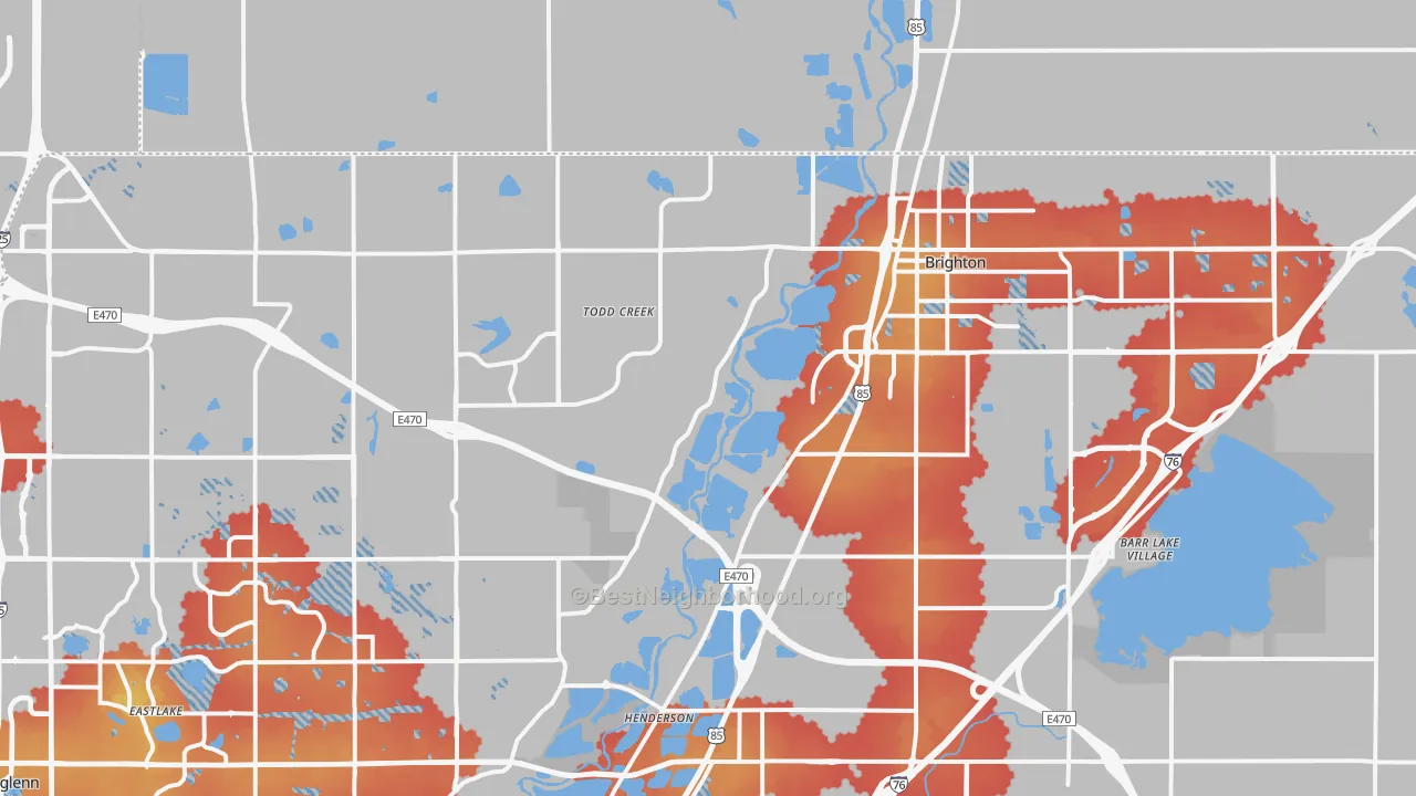 Transit Grade map of Brighton, CO