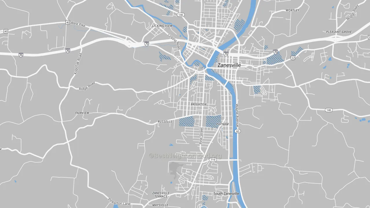 Transit Grade map of Brighton Historic District, Zanesville, OH