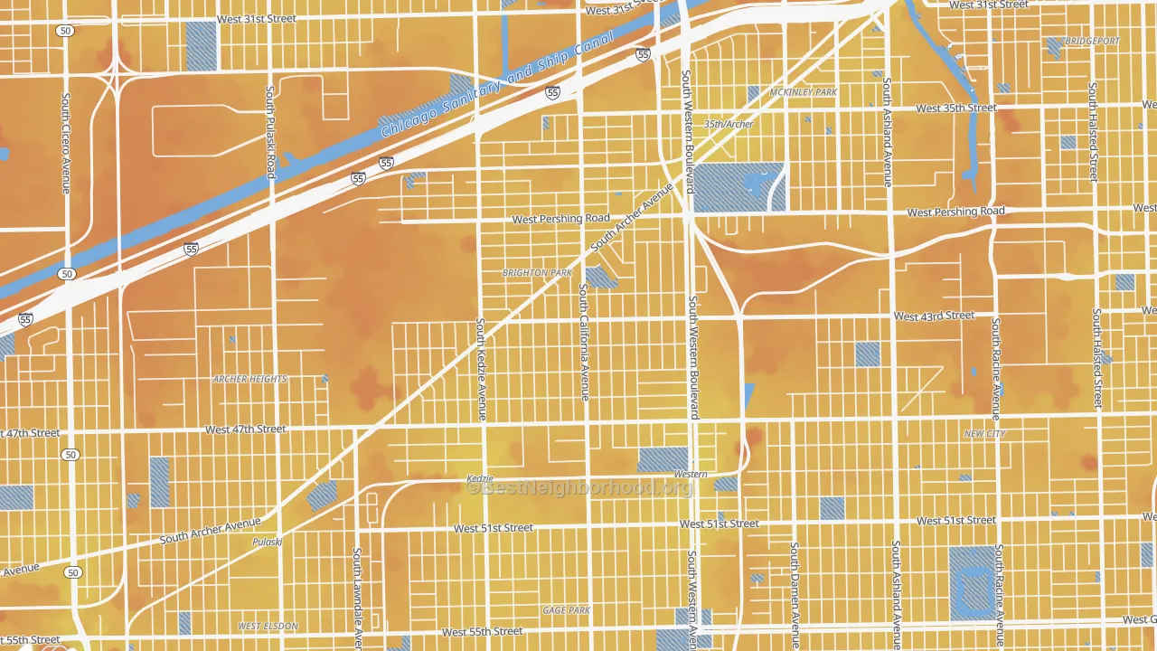 Transit Grade map of Brighton Park, Chicago, IL