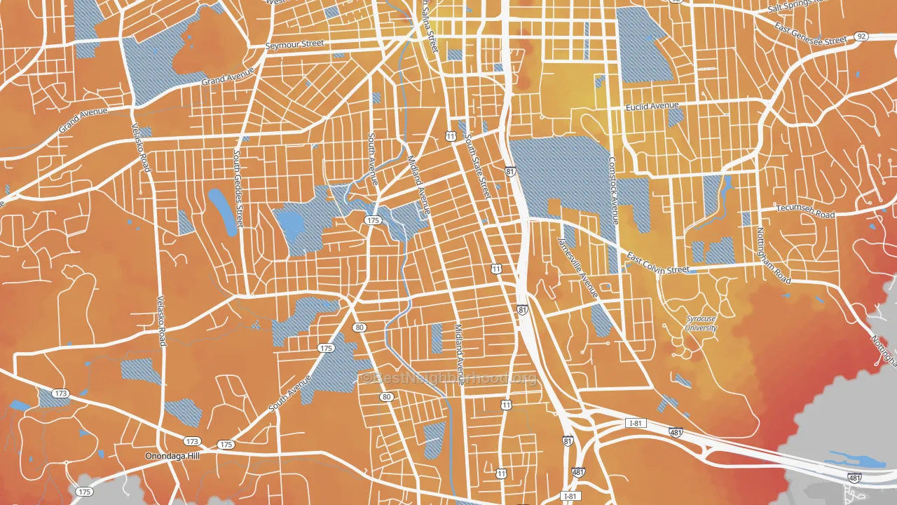 Transit Grade map of Brighton, Syracuse, NY