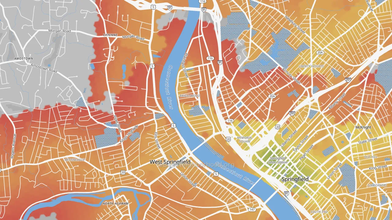 Transit Grade map of Brightwood, Springfield, MA